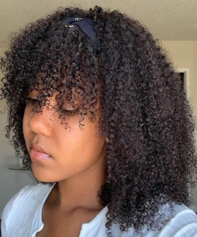 Dolago Afro Kinky Curly Machine Headband Hair Wigs With Bang For Black Women For Sale Natural Hair With Baby Hair 150% Density Cheap Mongolian Curly Half Human Hair Headband None Lace Wigs
