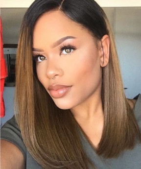Dolago 1B/27 Ombre Straight Lace Front Wig Human Hair Wigs Two Tone Colored Short Bob Brazilian Virgin Hair Wigs For Black Women Colorful HD Lace Wigs For Sale With Baby Hair Pre Plucked