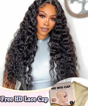 Dolago Real HD Crystal Closure Wigs Human Hair 250% Loose Deep Wave High Quality 10A HD Swiss 4x4 Lace Closure Wig With Invisible Hairline For Black Women Undetectable Swiss Lace Wigs Melt Skin Free Shipping