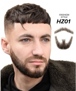 Dolago Mens Lace Fake Beard Mustache Hand Made By 100% Human Hair Lace Invisible Beards