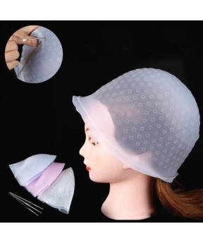 Dolago Silicone Hair Coloring Cap Hook Needle Professional Color Dye Highlighting Reusable Set Frosting Dyeing Tools