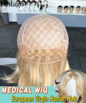 Dolago European Virgin Human Hair Medical Wigs For Alopecia And Chemo Hair Loss Wholesale Best Luxury Straight 120% Injection Lace Medical Wigs For Cancer Patients For Balding Crown Free Shipping