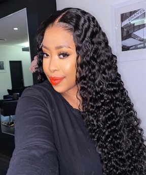 Dolago 180% Deep Curly Front Lace Human Hair Wig Pre Plucked For Black Women Cheap Curly Human Hair 13x4 Lace Front Wigs With Baby Hair High Quality HD Frontal Wigs Pre Bleached With Natural Hairline