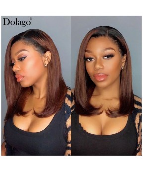 good quality ombre color short lace front human hair bob