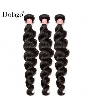 Dolago European Remy Human Hair Weave Bundles For Sale 3Pieces Indian Loose Wave Human Hair Extensions 10-30 Inches Indian Hair Bundles