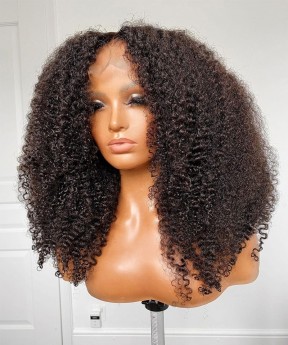 Brazilian kinky curly transparent Swiss lace wigs