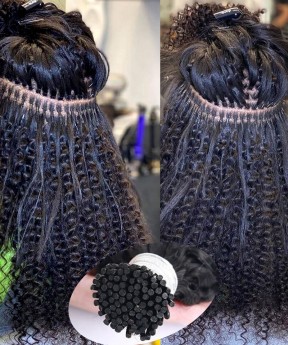 good i tip hair extensions kinky curly online 100 pieces/set