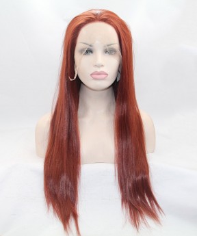 Dolago #130 Red Color Long Straight Synthetic Wig For Black Women