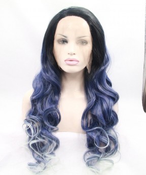 Dolago 1B/Blue With White Highlight Synthetic Wig For Black Women