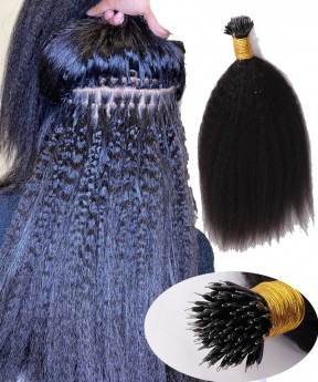 Kinky Straight Nano Ring Human Hair Extensions For Sale 