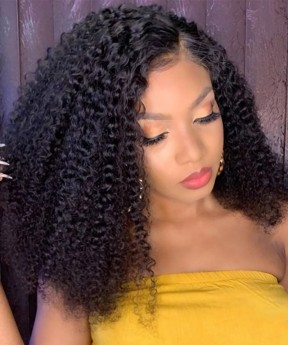 Kinky Curly Silk Base Full Lace Human Hair Wigs