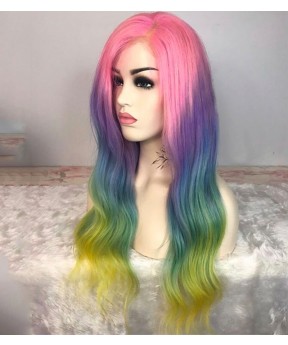 Colorful Wig Ombre Full Lace Human Hair Wigs