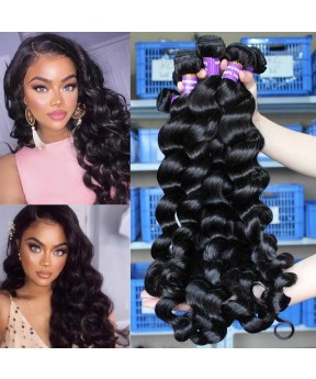Dolago Brazilian Remy Human Hair Weave Bundles For Sale 3Pieces Brazilian Loose Wave Human Hair Extensions 10-30 Inches Brazilian Hair Bundles