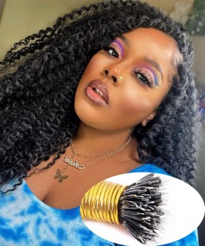 Good Kinky Curly Nano Ring Human Hair Extensions For Women