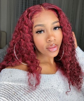 Loose Wave Ombre Lace Wigs 99J Blonde Human Hair Lace Front Wig  