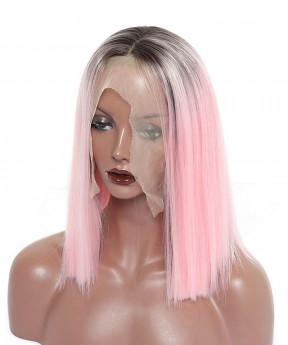 Synthetic Lace Front Wig Ombre Wigs 1B Pink