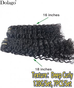 Dolago 7 Pieces/Set Deep Curly Clip In Human Hair Extensions For Women Brazilian Virgin Hair 120g/set Clip Ins Braid Hair Bundles Good Cheap For Sale Online