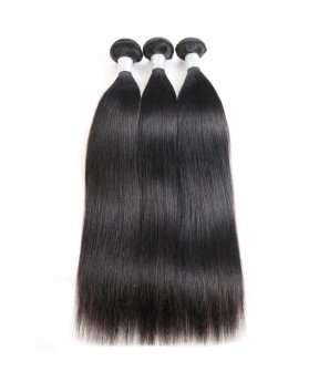 Dolago 100% Brazilian Human Hair Weave Bundles Straight 3Pcs Natural Black