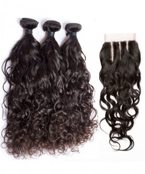 Dolago Water Wave 3 PCS Hair Bundles With 4x4 Lace Frontal Closures For Women High Quality Brazilian Best Bundles With Closure Human Hair Extensions Wholesale Hair Bundles Sale Online Deal 