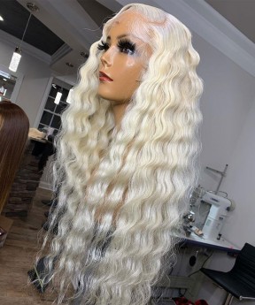 Blonde Colored 613 Human Hair Swiss Lace Wigs For Women