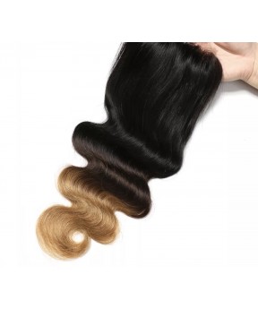 Dolagohair Flash sales Brazilian Virgin Hair Body Wave 1b/4/27 Human Hair Lace Closure 4x4 Lace Size 12inch