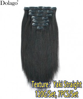 Dolago Light Yaki Straight Clip in Human Hair Extensions High Quality Brazilian Yaki Clip Hair Natural Color For Black Women Can Be Dyed And Bleached For Sale Online