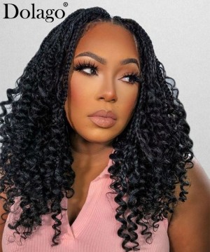 Boho Braided lace front wigs 13X6 knotless braid wigs for african american 30inch 100% handmade braiding lace wigs dolago cheap synthetic braided wigs on sale free shipping