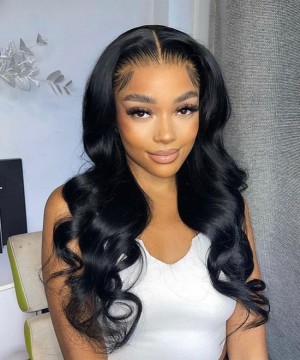 Dolago High Quality Body Wave Lace Frontal Wigs Human Hair For Black Women Girls 130% Wavy Glueless Lace Front Human Hair Wigs Pre Plucked For Sale Brazilian Transparent Lace Frontal Wigs With Baby Hair