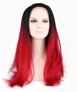 Dolago 1B/Red Ombre Wigs Women Fashion Synthetic Wig Lace Front Wig