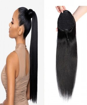 Striaght Drawstring Brazilian Ponytail Extensions For Women