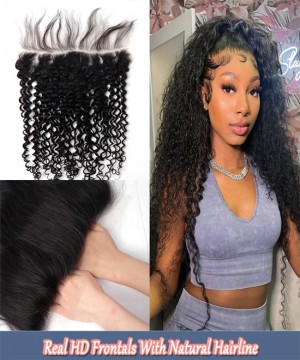 Dolago HD Crystal Lace Frontal Closure With Natural Baby Hair Pre Plucked 13x4 4x4 HD Swiss Lace Frontal Closure For Women Deep Curly Brazilian Human Hair Melt Clear Frontals Bleached The Knots On Sale