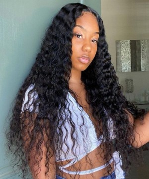 Dolago 180% High Quality Deep Wave Lace Front Human Hair Wigs Pre Plucked For Sale Glueless Wavy 13x4 Lace Front Wig With Baby Hair For Black Women Natural Brazilian Human Hair Lace Front Wigs Pre Bleached