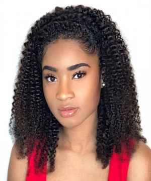 Dolago 250% High Density Kinky Curly Lace Front Human Hair Wigs Pre Plucked For Black Women 3A 3B Curly Glueless Lace Front Wigs With Natural Baby Hair Can Be Dyed Invisible Transparent Frontal Wigs