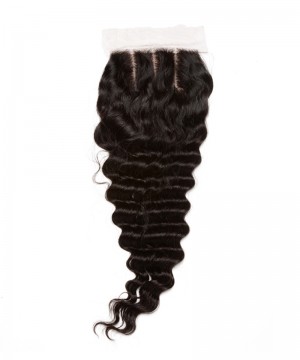 Dolago Brazilian Deep Wave Virgin Hair 4x4 Medium Brown Silk Base Lace Closure