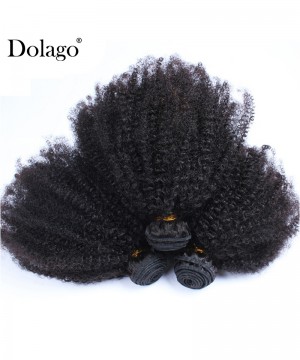 Dolago Brazilian Virgin Hair Bundles Afro Kinky Curly Human Hair Extensions 3 Pcs Brazilian Hair Weave Bundles 10-30 Inches Curly Hair Weave Bundles Sales  