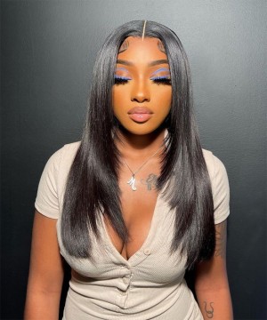 Dolago HD Human Hair Lace Front Straight Wigs For Black Women 180% Glueless Swiss Lace Front Wigs Human Virgin Hair Pre Plucked With Baby Hair Natural Frontal Wigs For Sale Online Pre Bleached