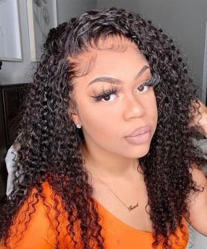 Dolago Undetectable Kinky Curly HD 13x6 Lace Front Human Hair Wigs Pre Plucked 130% Brazilian 3B 4A Curly Transparent Front Lace Wigs With Invisible Hairline For Black Women Natural HD Lace Frontal Wigs For Sale 