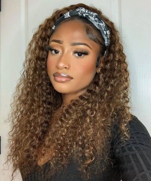 Brazilian Curly Colored Headband Wigs For Women Cheap Price 