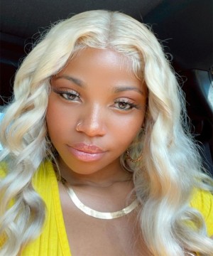 Dolago 180% Body Wave 613 Frontal Wig For Black Women Natural Blonde HD Transparent Lace Front Human Hair Wig With Lightly Bleached The Knots For Sale 613 Golden 13x6 Front Lace Wig Free Shipping