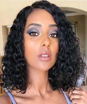 Dolago Loose Curly 4X4 French Lace Closure Wigs With Baby Hair 150% LC Closure Bob Human Hair Wigs For Women High Quality 8-14 inches Short Curly Bob Wigs For Black Women 