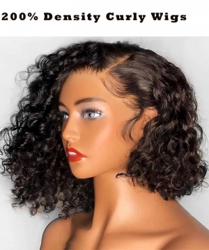 Dolago 200% High Density Curly Bob 13x4 Lace Front Wigs For Black Women Brazilian Short Human Hair Lace Front Wigs Pre Plucked With Baby Hair Natural Front Lace Wigs Pre Bleached Free Shipping