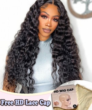 Dolago Real HD Crystal Closure Wigs Human Hair 250% Loose Deep Wave High Quality 10A HD Swiss 4x4 Lace Closure Wig With Invisible Hairline For Black Women Undetectable Swiss Lace Wigs Melt Skin Free Shipping