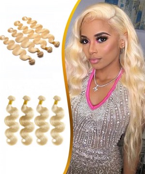 Dolago Body Wave Human Hair Weave Bundles 4 Pcs 613 Blonde Color