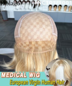 Dolago European Virgin Human Hair Medical Wigs For Alopecia And Chemo Hair Loss Wholesale Best Luxury Straight 120% Injection Lace Medical Wigs For Cancer Patients For Balding Crown Free Shipping