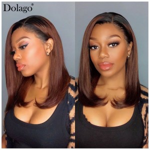 good quality ombre color short lace front human hair bob