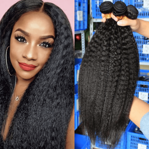 Dolago Hair ExtensionsKinky Straight Hair Brazilian Virgin Hair Weave Bundles Coarse Yaki 100% Human Hair Bundles 3 Pcs 