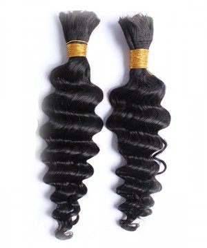 Dolago 1Pc Braiding Hair Deep Wave Bulk No Weft Brazilian Virgin Wavy Bulk Human Hair For Braiding Bundles 10-28 inch 100% Human Hair Weave Bulk Hair Extensions For Wig Making