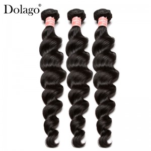 Dolago Peruvian Remy Human Hair Weave Bundles For Sale 3Pieces Peruvian Loose Wave Human Hair Extensions 10-30 Inches Peruvian Hair Bundles 