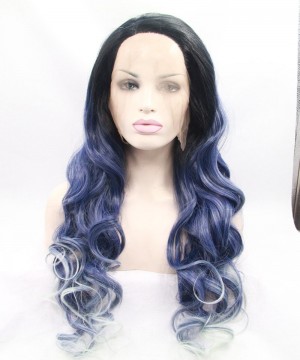 Dolago 1B/Blue With White Highlight Synthetic Wig For Black Women