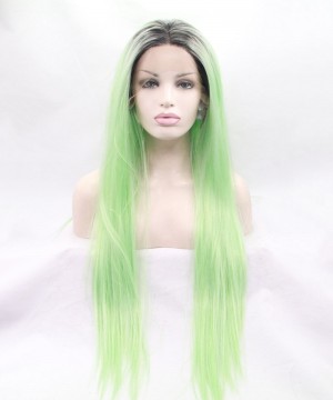 Dolago Grey/Light Green Ombre Straight Fashionable Synthetic Wig